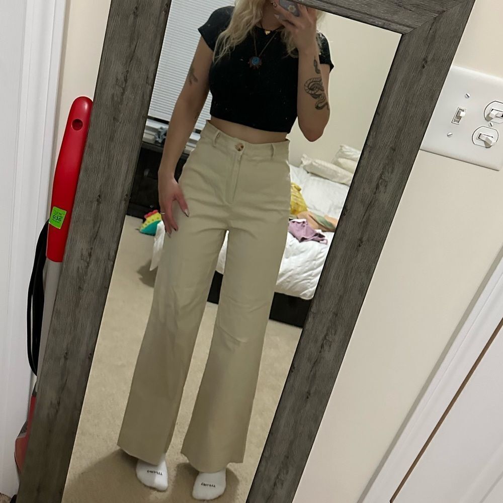Princess Polly cream/tan high waisted trousers